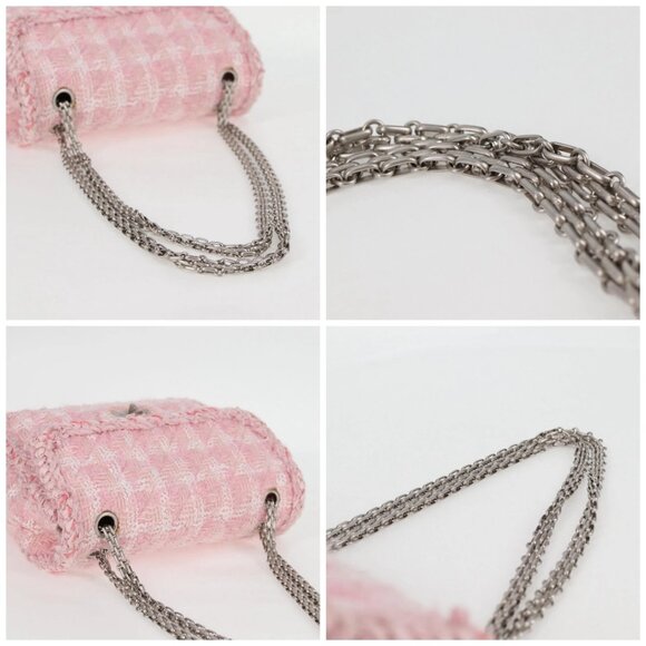 CHANEL Chain Matelasse 2.55 Shoulder Bag Tweed Pink CC Auth 121623AM - Picture 16 of 16